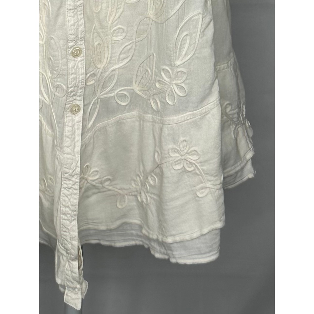 G Designs Natural Fashions Cream Embroidered Cotton Tunic Top Peru Boho Medium - Picture 5 of 10